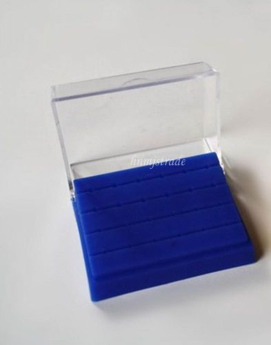 Dental Plastic Bur Holder Burs Block Case Box 24 Holes Blue Color