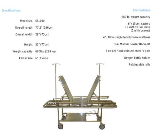 Stainless Steel Transport Stretcher. SPECIAL OFFER!!!