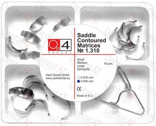 Dental Amalgam Composite Resin Saddle Contoured Matrices, 18 pcs + 1 Springclip