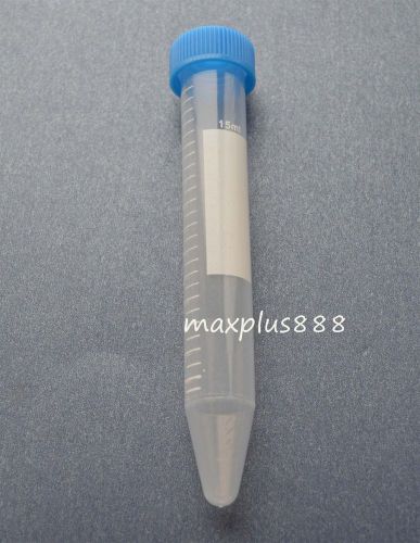 50pcs 15ml Clear Conical Bottom Micro Centrifuge Tubes Blue Caps on Rack