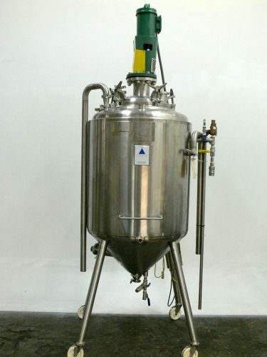 PRECISION 500 LITER JACKETED  BIO REACTOR 316 STAINLESS STEEL TANK W/ MIXER