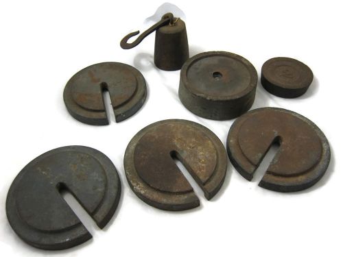 7 scientific counterbalance weights slotted weight steelyard 2 3.5 4 8 lbs vtg! for sale