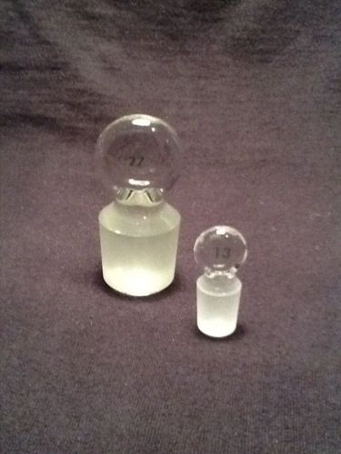 CHEMGLASS #27 &amp; #13 Penny Head Glass Stoppers