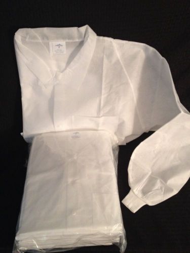 New lot of 10 medline lab coat white large noncsw100l traditional collar for sale