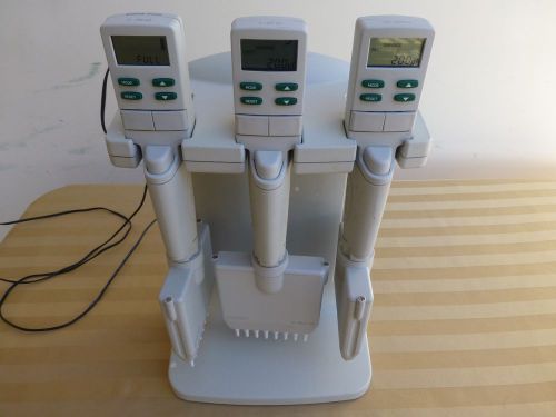 Lot of 3 Rainin EDP-3 Plus Multichannel Pipettes  with Charging Stand &amp; Charger