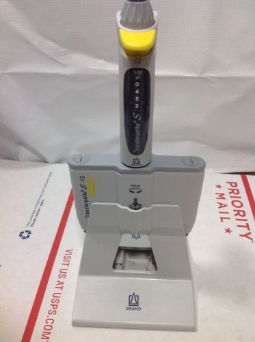 Brand transferpette s -12 multichannel digital pipette 10-100 ul with stand for sale
