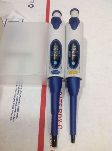 Set of 2 biohit mline single channel pipette m200, m1000, #4 for sale