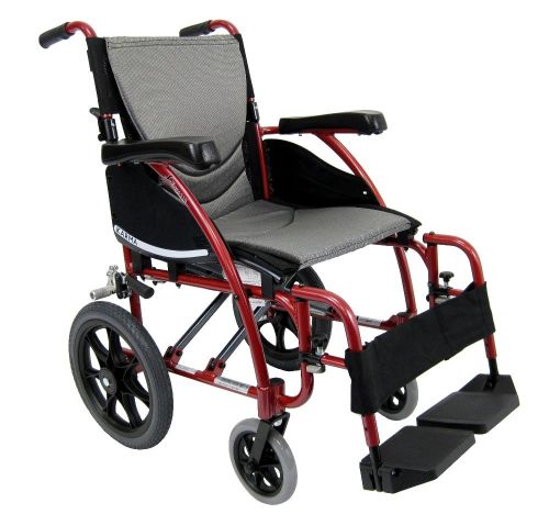 20 inches Wide Karman Ergonomic Travel Wheelchair S-115TP-20W Red New