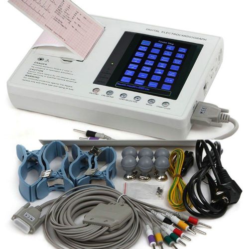 Digital 3-channel 12-lead ECG EKG machine LCD Electrocardiograph interpretation