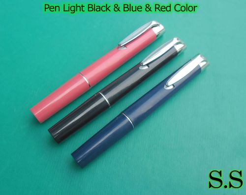 3 Pcs Professional Pen Light Black,Blue,Red Color REUSABLE Diagnostic Penlight