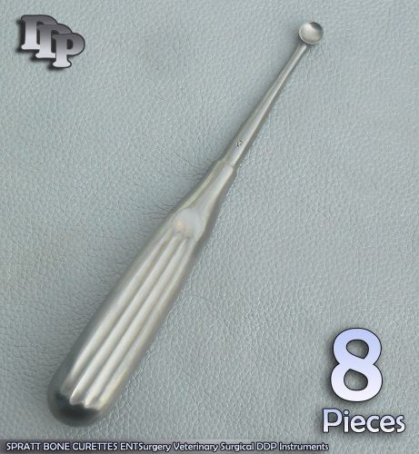 8 Pcs SPRATT BONE CURETTES 3 ENT Surgery Veterinary Surgical DDP Instruments