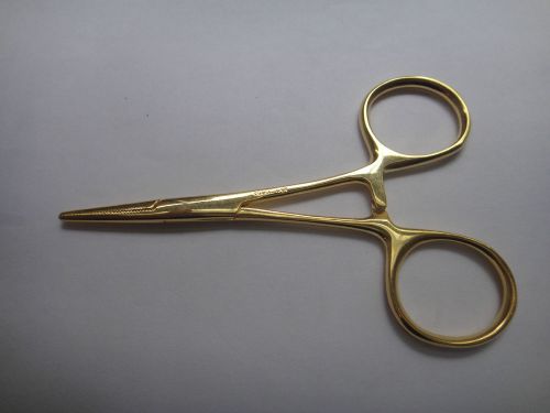 12 pieces mosquito forceps 3.5&#034; str  gold platted for sale