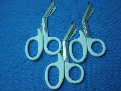 3- Utility Scissors 7.5&#034; WHITE EMT Medical Paramedic Nurse Scissors
