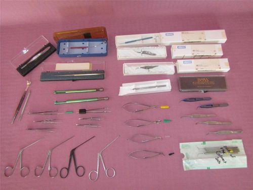 34pc storz v. mueller ent ophthalmic eye micro surgical instrument forceps lot for sale