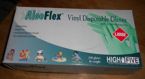 New Aloe Flex High Five Disposable Green Thick Rubber Gloves Large