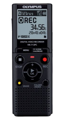 Olympus vn-713pc black voice recorder, 4gb ,wma/mp3 - genuine &amp; brand new for sale