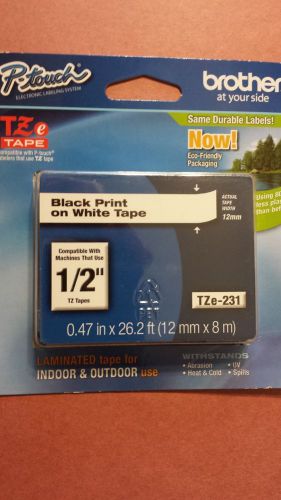 Single New Brother  TZE231  P-Touch Tape Black Print on White Tape