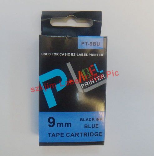 Compatible casio xr-12bu black on blue 12mm 8m label tape kl1500 kl2000 xr-12bu1 for sale