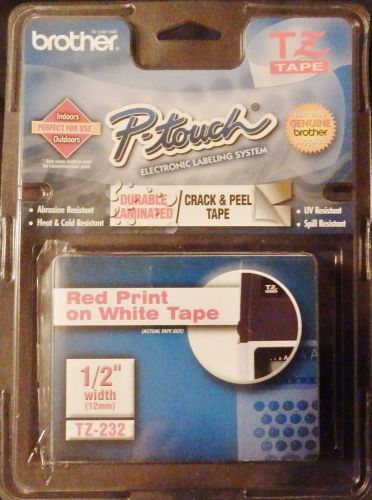 P-touch TZ-232 - 1/2&#034; Red Print on White Tape