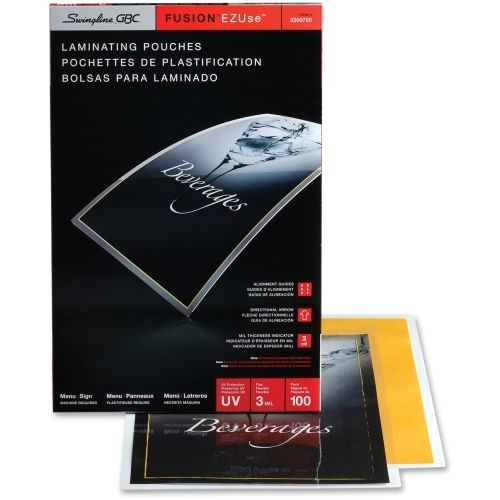 Swingline gbc fusion ezuse laminating pouches- 3 mil - 100 / box - clear for sale