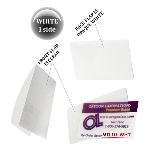 Qty 300 white/clear military card laminating pouches 2-5/8 x 3-7/8 lam-it-all for sale