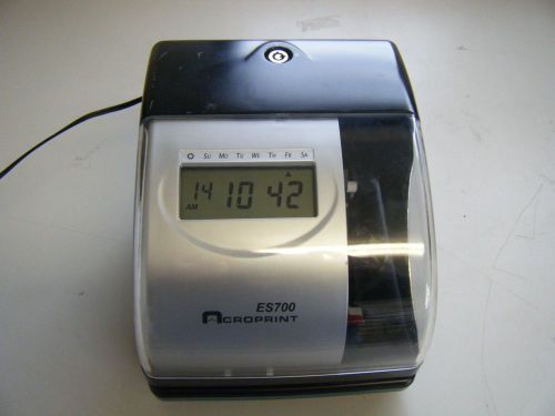 Acroprint ES700 Electronic Employee Date &amp; Time Clock Recorder Works NO KEY