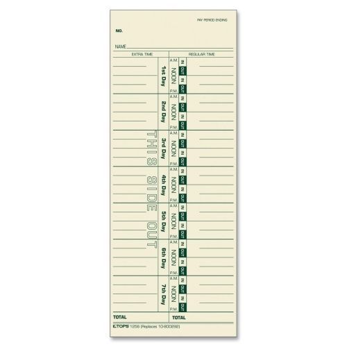 TOPS Regular/Overtime Weekly Time Cards - 9&#034;x3.5&#034; - Manila - 500/Box