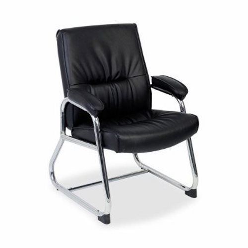 Lorell Guest Chair, 24-1/4&#034;x27&#034;x35-3/4&#034;, Black Leather (LLR60504)
