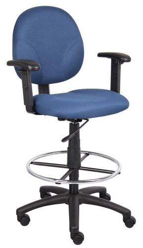 B1691 boss blue fabric drafting stools with adjustable arms &amp; footring for sale