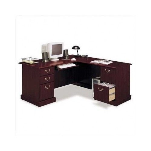 Computer Desk Table Executive Home Office L-Shaped Furniture Corner Cherry Wood