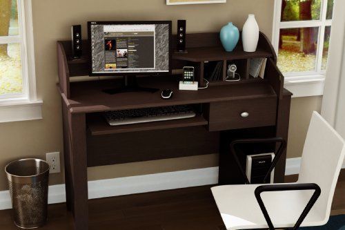 South Shore Furniture  Compact Fit Collection  Secretary Desk  Chocolate
