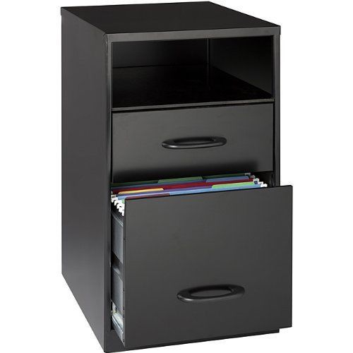 Home Furniture Office Black 2 Drawer Steel Mobile File Cabinet with Shelf MadeUS
