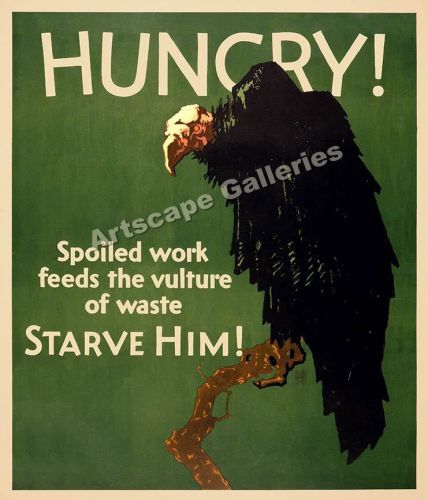 Hungry! 1920s business mather motivational poster 24x28 for sale