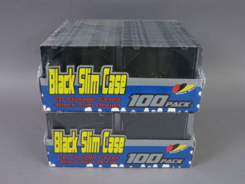 Lot (200) New Single Slim Black CD DVD Jewel Storages Cases