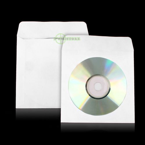 50 CD DVD Paper Sleeve Clear Window CDR Envelopes Flap