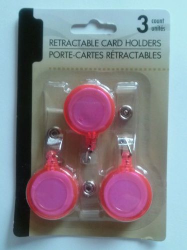 3 Pink Employee Retractable Reel Badge belt Clip Lanyard ID Card Holder Black