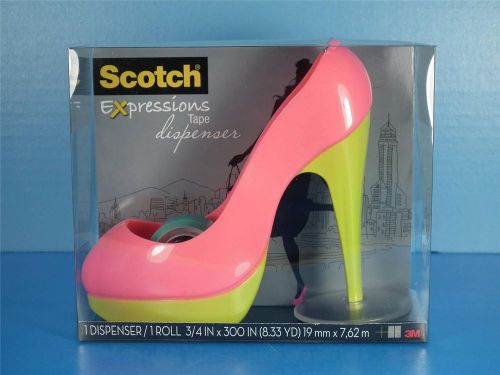 HIGH HEEL SHOE TAPE DISPENSER SCOTCH BRAND NEON PINK &amp; GREEN NEW IN PACKAGE!!