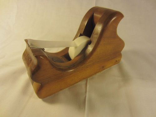 Hand Carved Artisan Wood Tape Dispenser Smooth and Solid  #F5