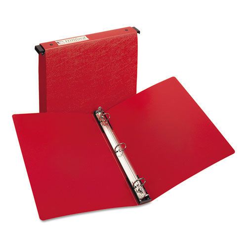Hanging storage binder with gap free round rings, 1&#034; capacity, red for sale
