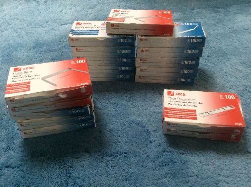 Lot 16 Boxes Prong Fastener Bases, 2 Boxes Prong Compressors ACCO