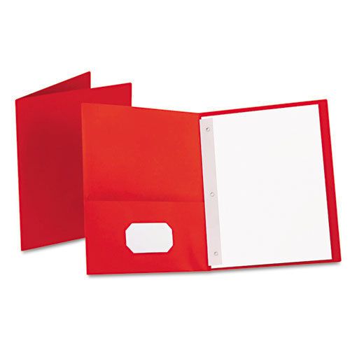 Twin-pocket folders with 3 fasteners, letter, 1/2&#034; capacity, red, 25/box for sale