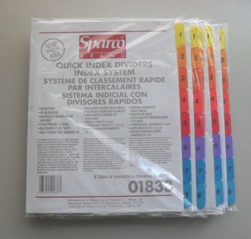 12 SPARCO Professional Color Coded 8 Tab Index Divider Binder System 01833 NEW