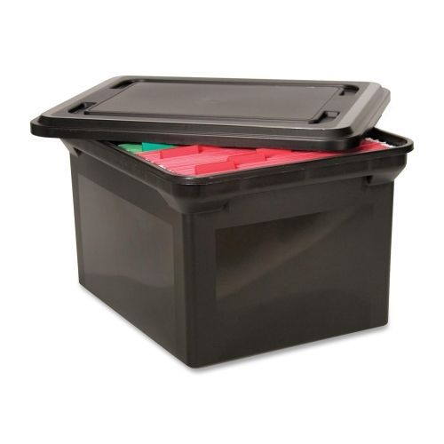 File Tote Storage Box w/Lid , Legal/Letter, Plastic, Black