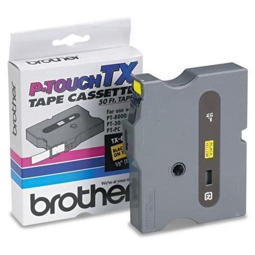 Brother international tx6311 pt30 1-1/2in blk on yellow lmnt tx tape for sale