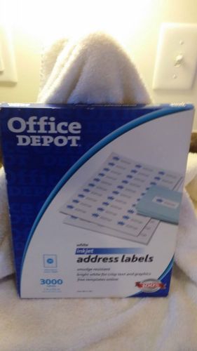 Office Depot White Inkjet Address Labels-3000 1&#034; x 2 5/8&#034; Labels.  Item #612-301