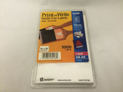 Avery Print or Write Multi-Use Labels White ~ 1000 Labels ~ 1/2&#034;X 3/4&#034;