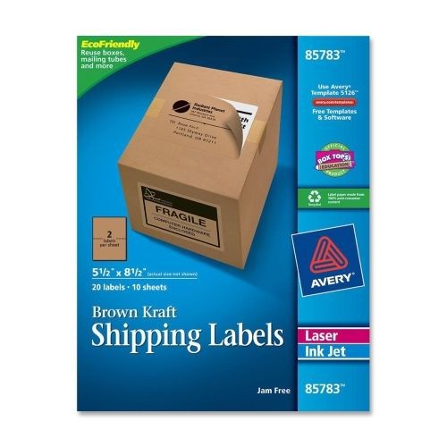 Avery Shipping Label - 5.5&#034;Wx8.5&#034;L - 20 / Pack - Laser, Inkjet - Brown