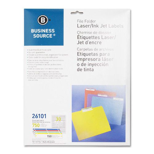 Business Source Label, File Folder, Laser/Inkjet, 750 per Pack, Assorted