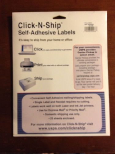USPS Click-N-Ship Self Adhesive Mailing Labels With Receipt 20-count AIC098