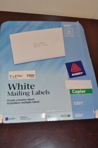 Avery White Mailing Labels Copier 5351 82-Sheets 33-Labels Per Sheet